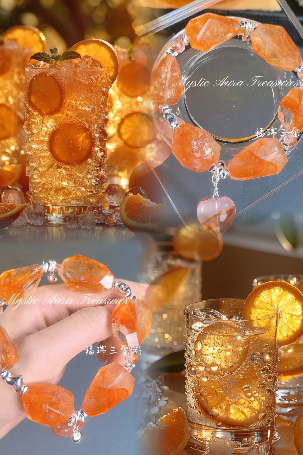 Floral Inclusion Crystal DIY Bracelet with Silver Accents