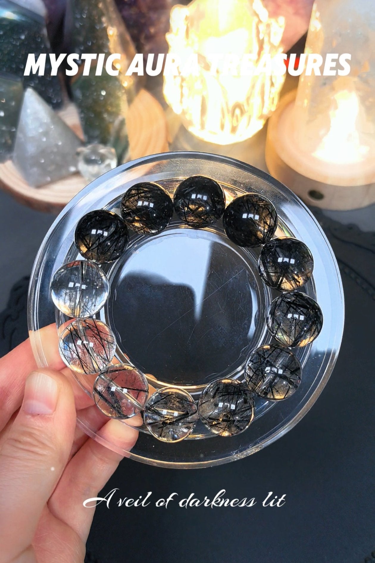 Gradient Black Rutilated Quartz Bracelet