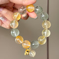 Tree Flower Agate, Yellow Flower Agate & Phantom Quartz Crystal Bracelet — quiet warmth, One of a Kind