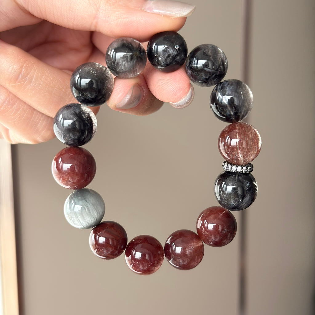 Rabbit Hair Quartz Crystal Bracelet — natural character, One of a Kind