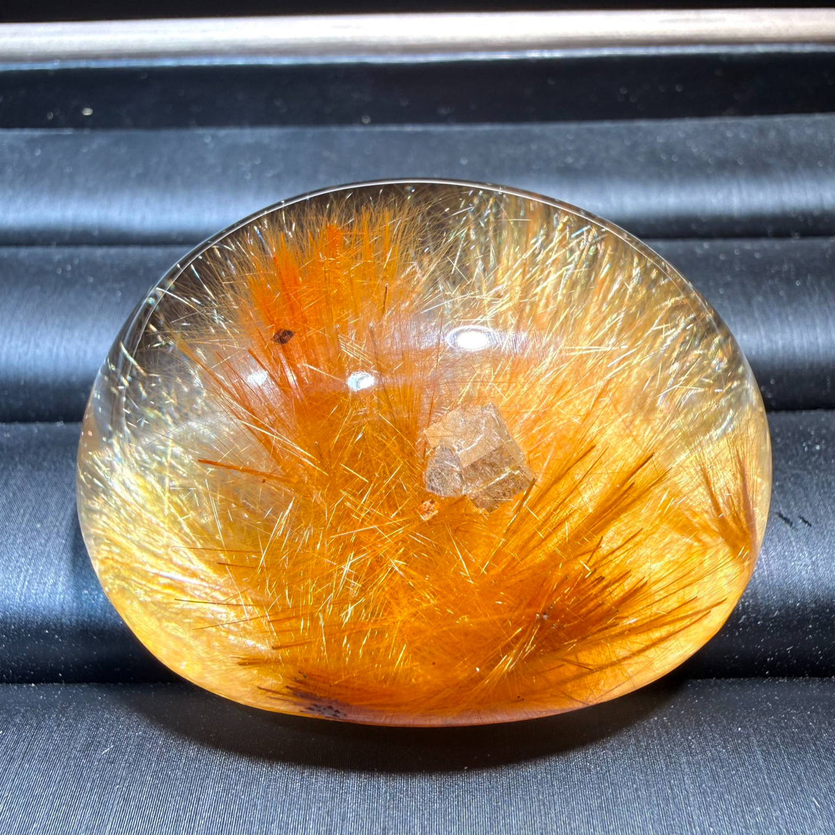 Golden Rutilated Quartz & Calcite Specimen — natural display, One of a Kind