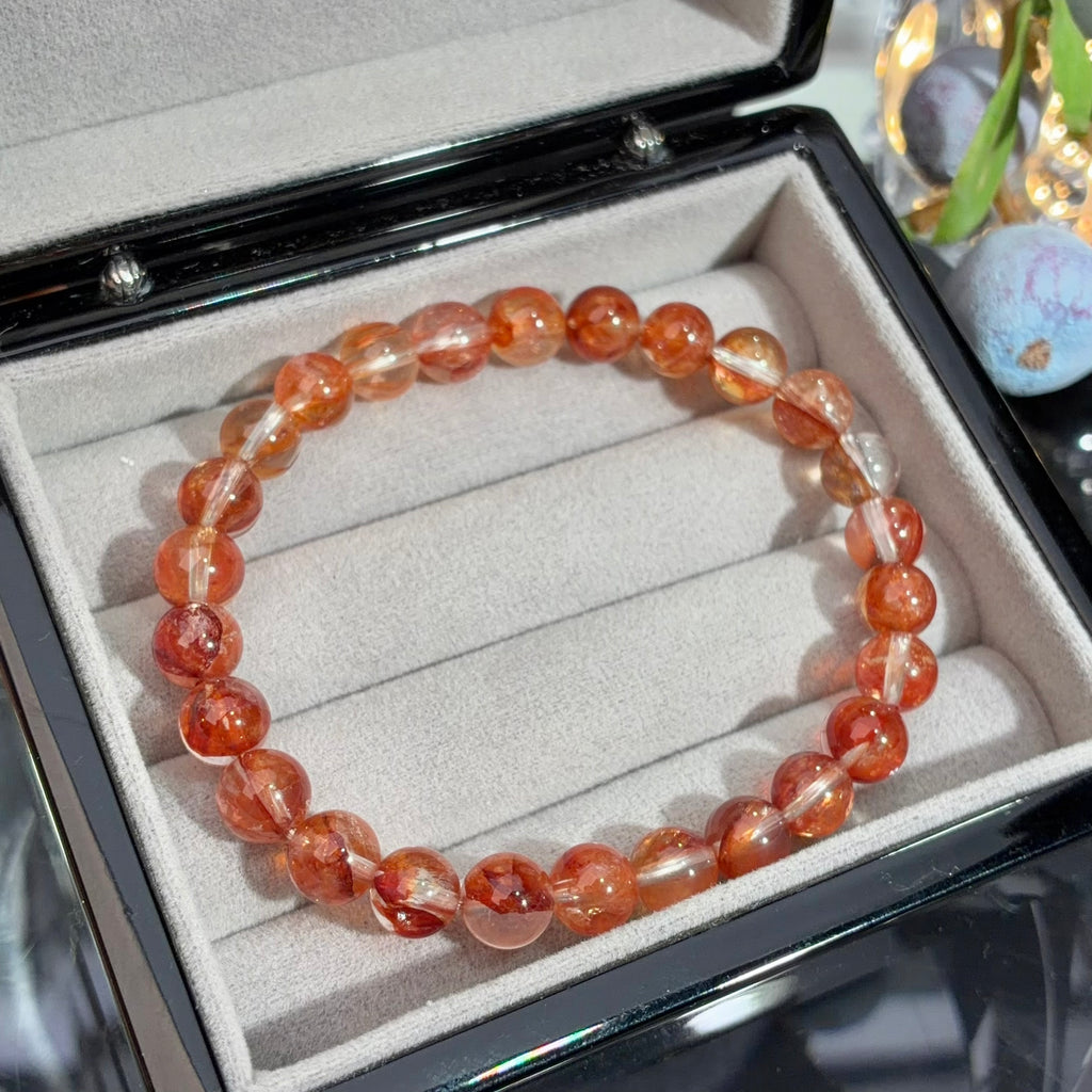 Red Flower Agate Crystal Bracelet — quiet warmth, One of a Kind
