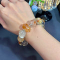 Yellow Rabbit Hair Quartz & Yellow Phantom Quartz Crystal Bracelet — quiet warmth, One of a Kind