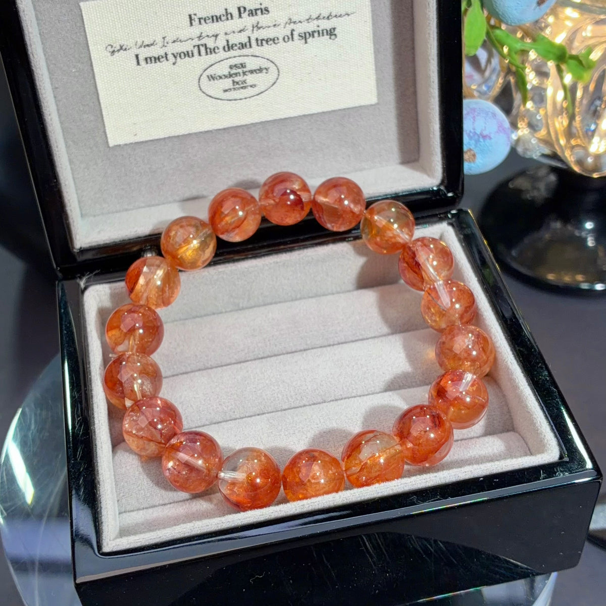 Red Flower Agate Crystal Bracelet — quiet warmth, One of a Kind