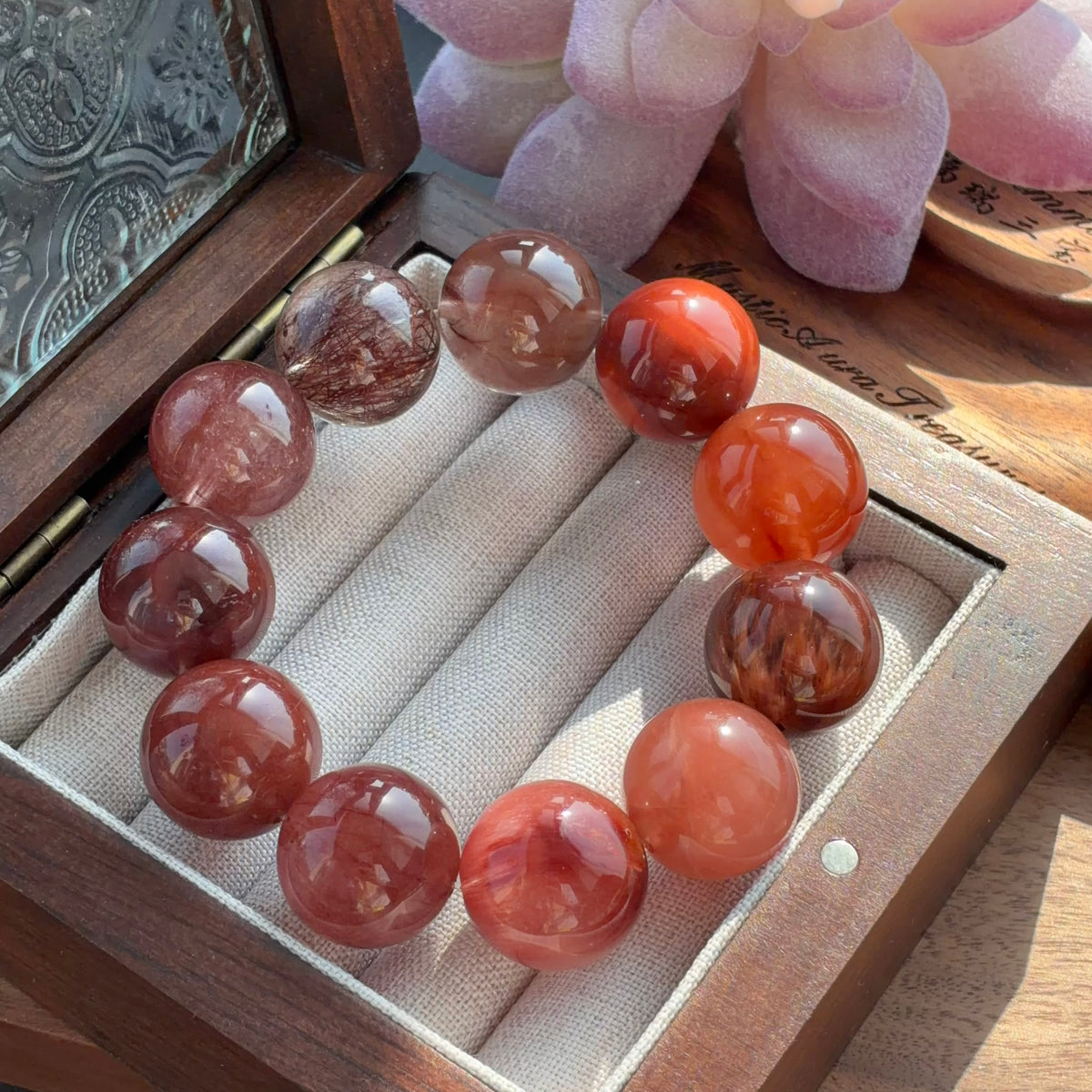 Rabbit Hair Quartz Crystal Bracelet — natural character, One of a Kind