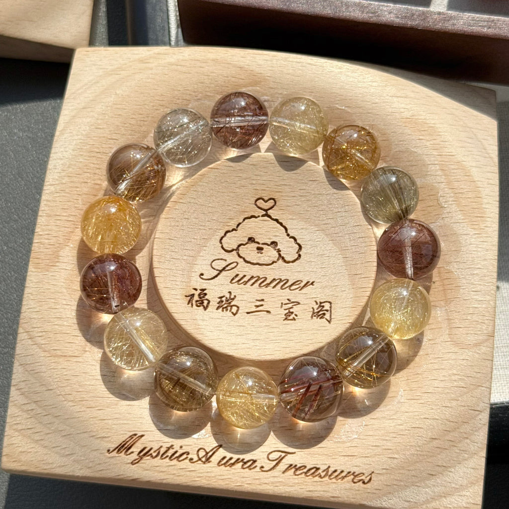 Rutilated Quartz Crystal Bracelet — natural character, One of a Kind