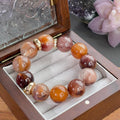 Iridescent Rabbit Hair Quartz & Yellow Rabbit Hair Quartz Crystal Bracelet — soft radiance, One of a Kind