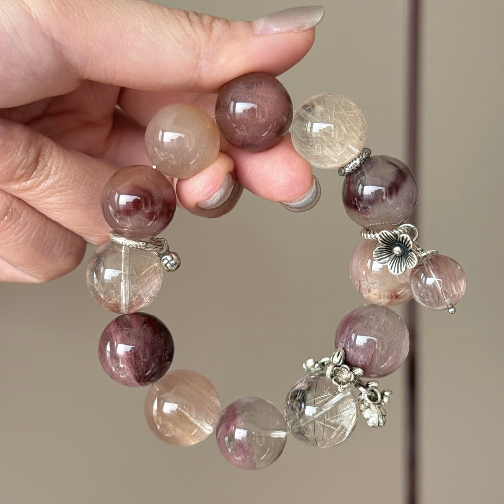 Rabbit Hair Quartz Crystal Bracelet — natural character, One of a Kind