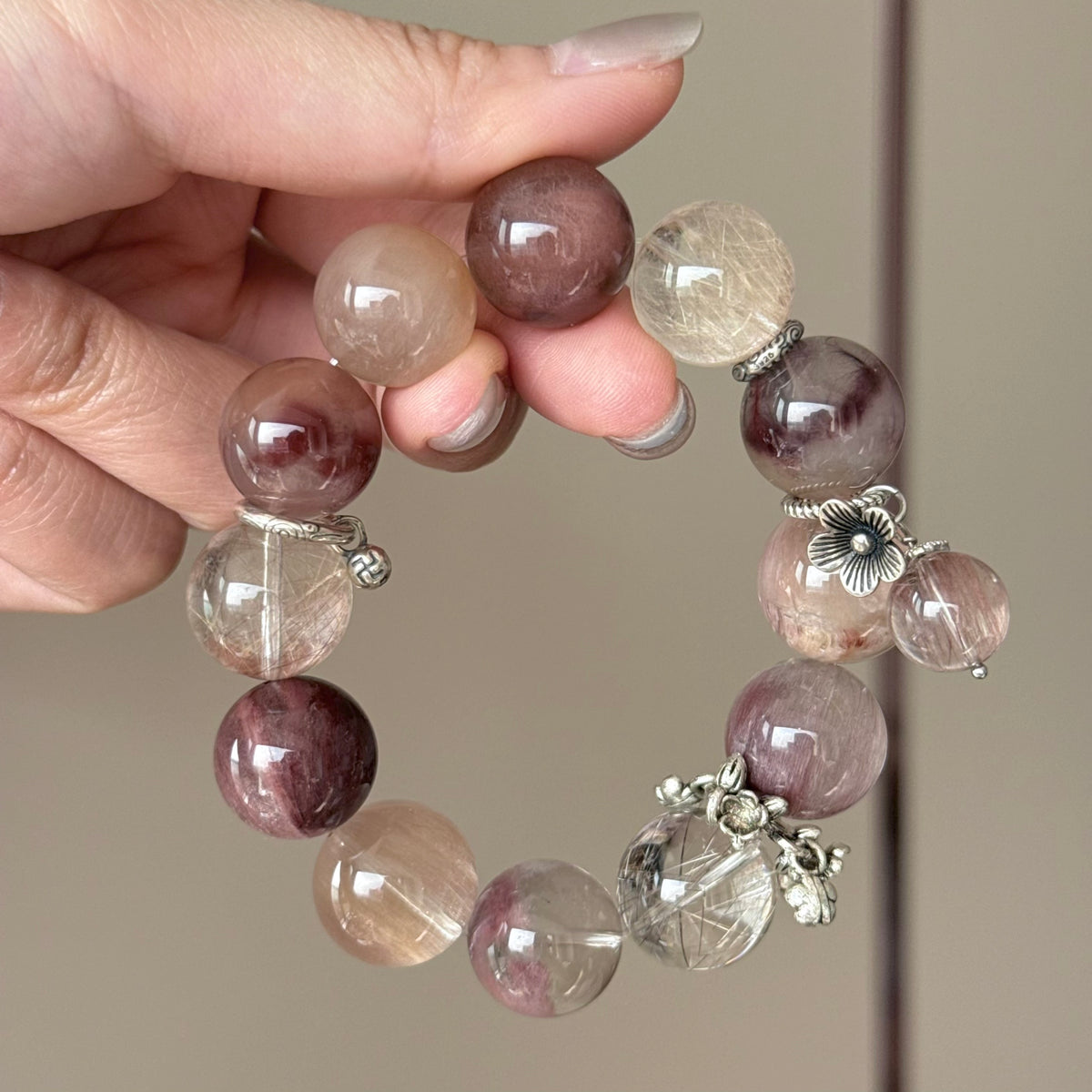 Rabbit Hair Quartz Crystal Bracelet — natural character, One of a Kind