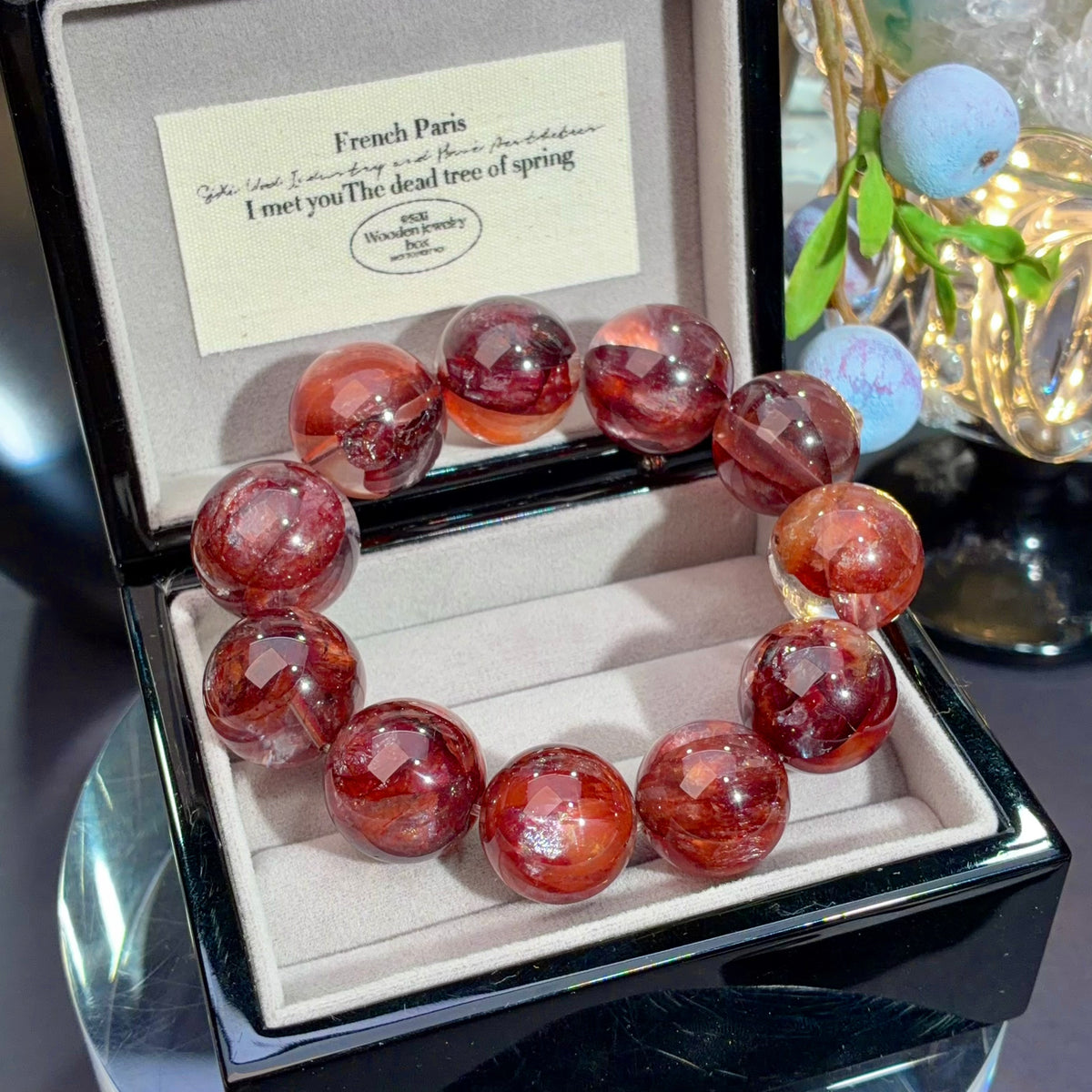 Imperial Red Flower Agate Crystal Bracelet — quiet warmth, One of a Kind