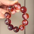 Imperial Red Flower Agate & Natural Jade Crystal Bracelet — quiet warmth, One of a Kind