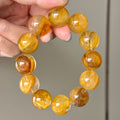 Yellow Flower Agate, Flower Agate & Natural Jade Crystal Bracelet — soft radiance, One of a Kind