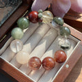 Rabbit Hair Quartz, Phantom Quartz & Tree Flower Agate Crystal Bracelet — quiet warmth, One of a Kind