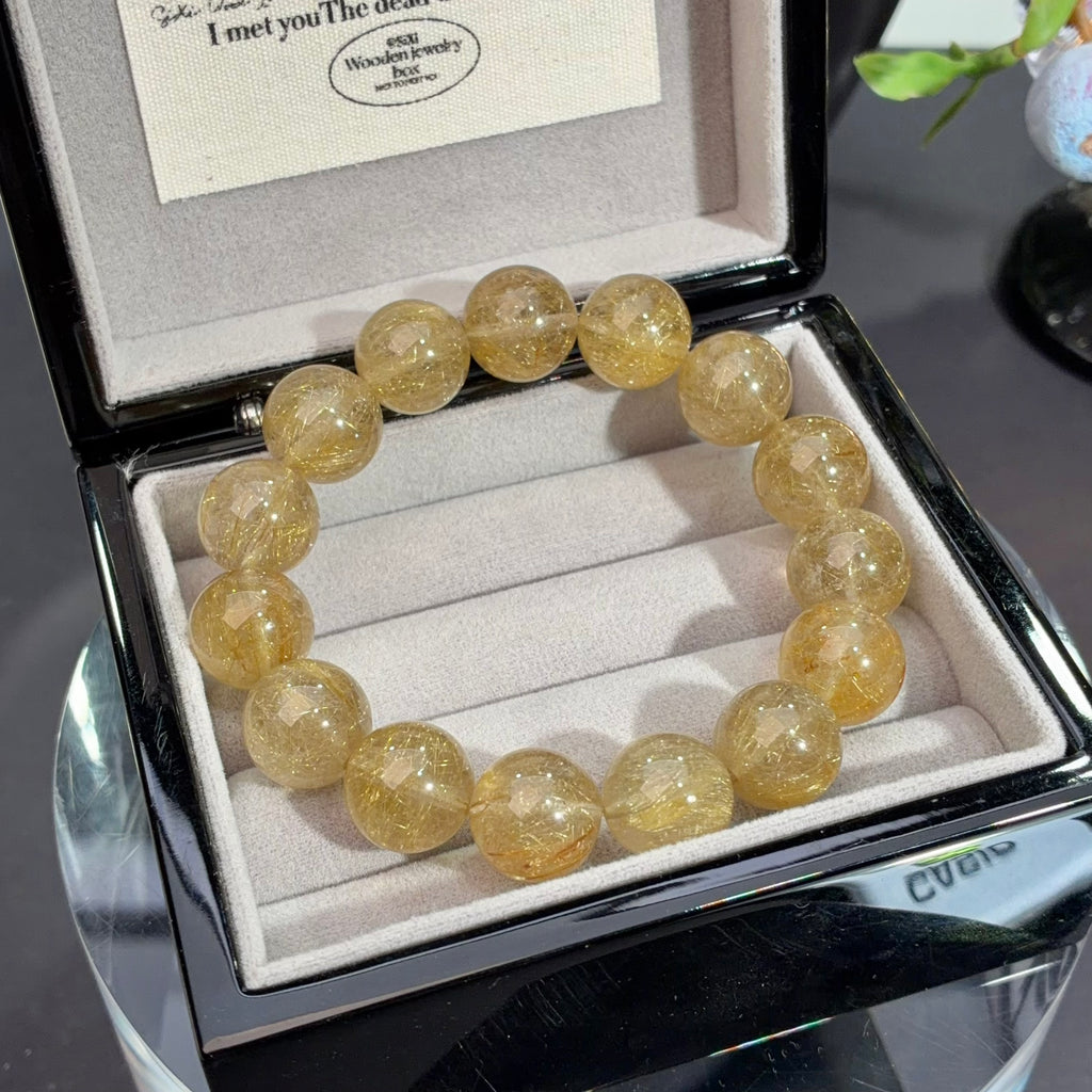 Golden Rutilated Quartz Crystal Bracelet — soft radiance, One of a Kind