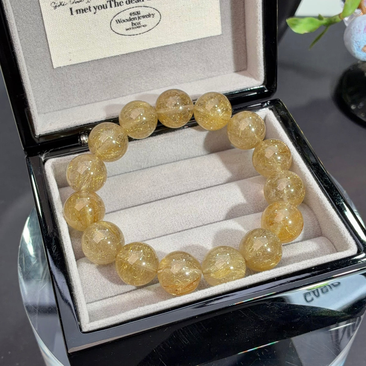 Golden Rutilated Quartz Crystal Bracelet — soft radiance, One of a Kind
