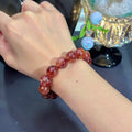 Imperial Red Flower Agate Crystal Bracelet — quiet warmth, One of a Kind