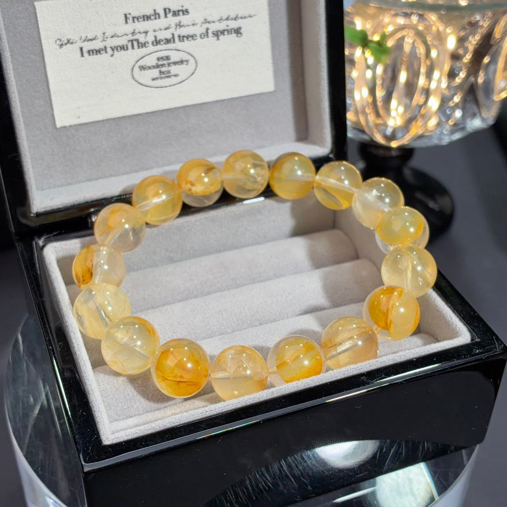 Yellow Flower Agate Crystal Bracelet — soft radiance, One of a Kind