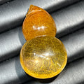 Golden Rutilated Quartz Gourd Carving — clear body, One of a Kind