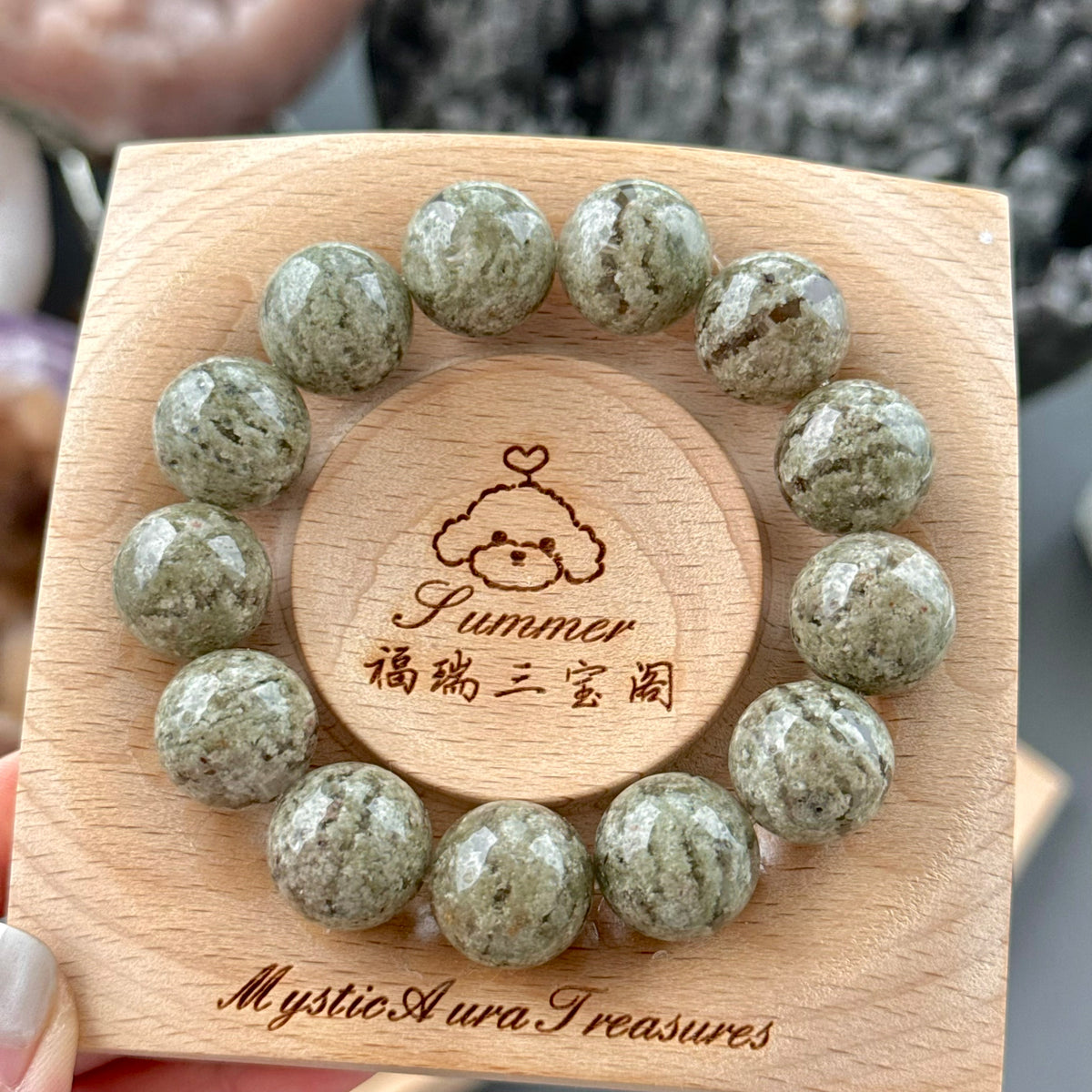 Phantom Quartz & Jade Crystal Bracelet — quiet warmth, One of a Kind