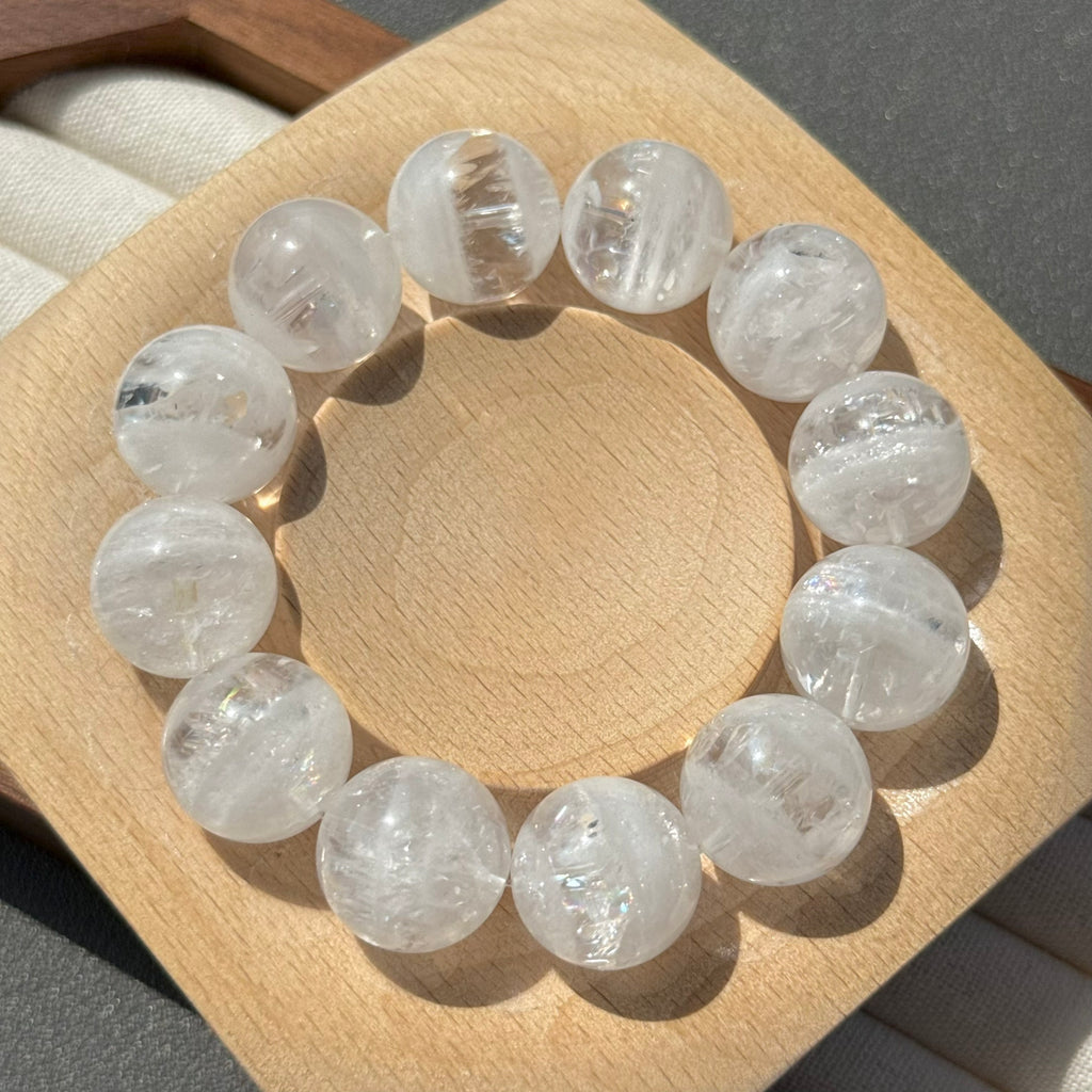 Phantom Quartz & Natural Jade Crystal Bracelet — quiet warmth, One of a Kind