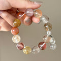 Rabbit Hair Quartz & Golden Rutilated Quartz Crystal Bracelet — soft radiance, One of a Kind