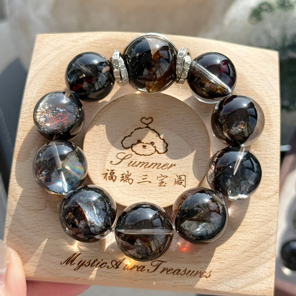 Flower Agate & Natural Jade Crystal Bracelet — natural character, One of a Kind