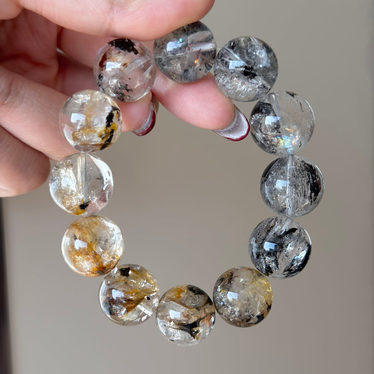 Black-Gold Auralite & Auralite Crystal Bracelet — natural character, One of a Kind