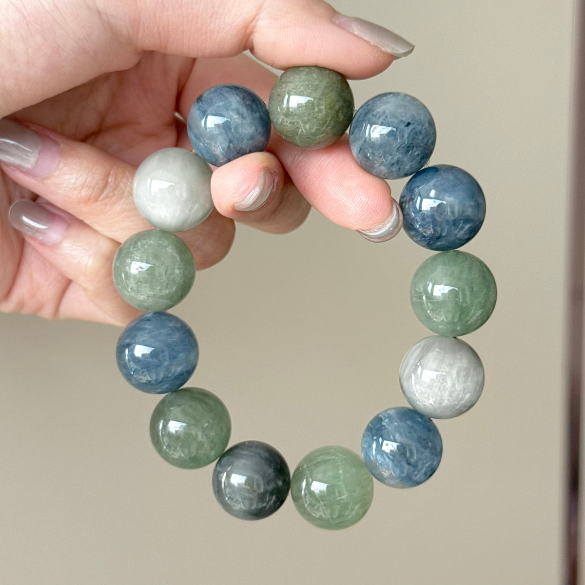 Rabbit Hair Quartz & Phantom Quartz Crystal Bracelet — quiet warmth, One of a Kind
