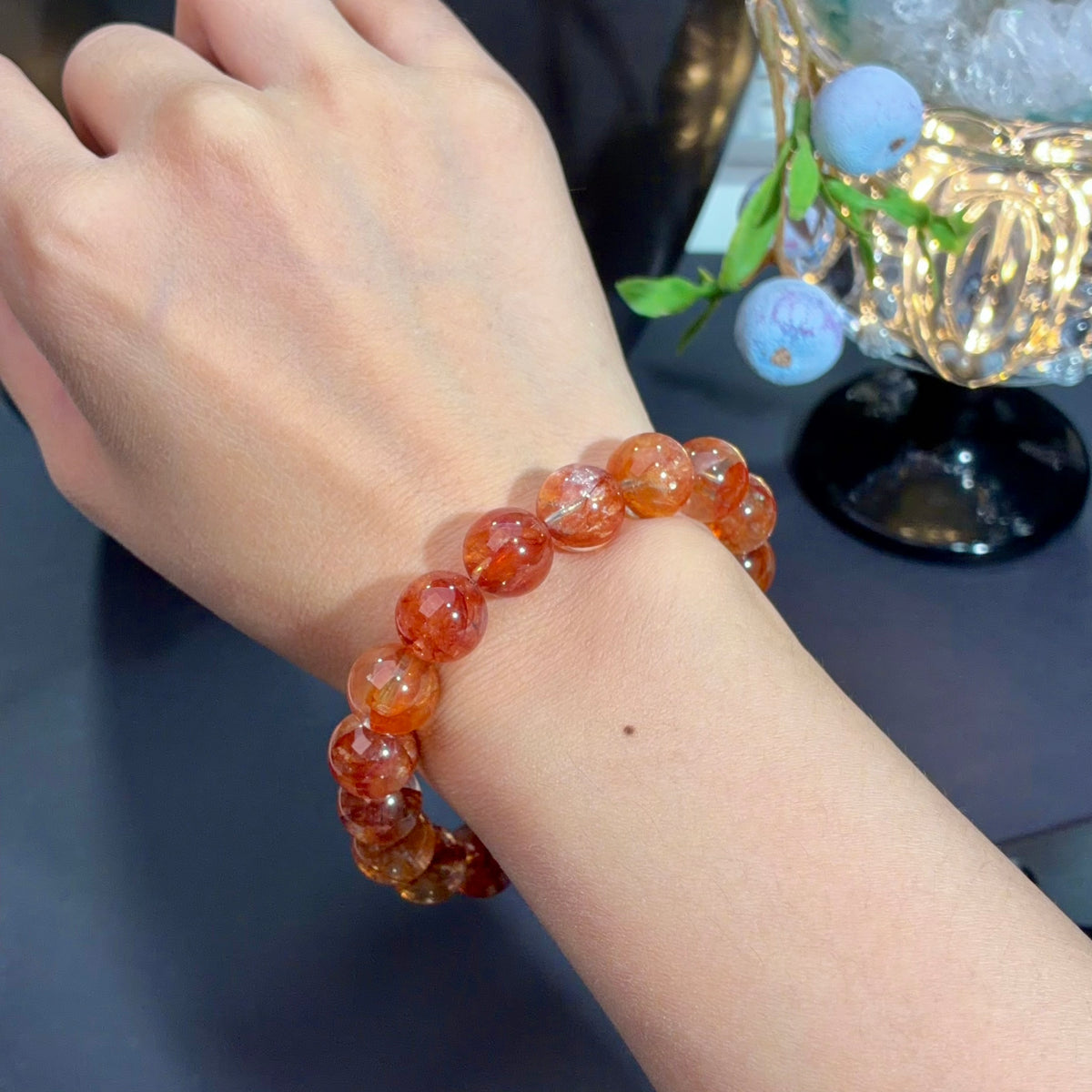 Red Flower Agate Crystal Bracelet — quiet warmth, One of a Kind