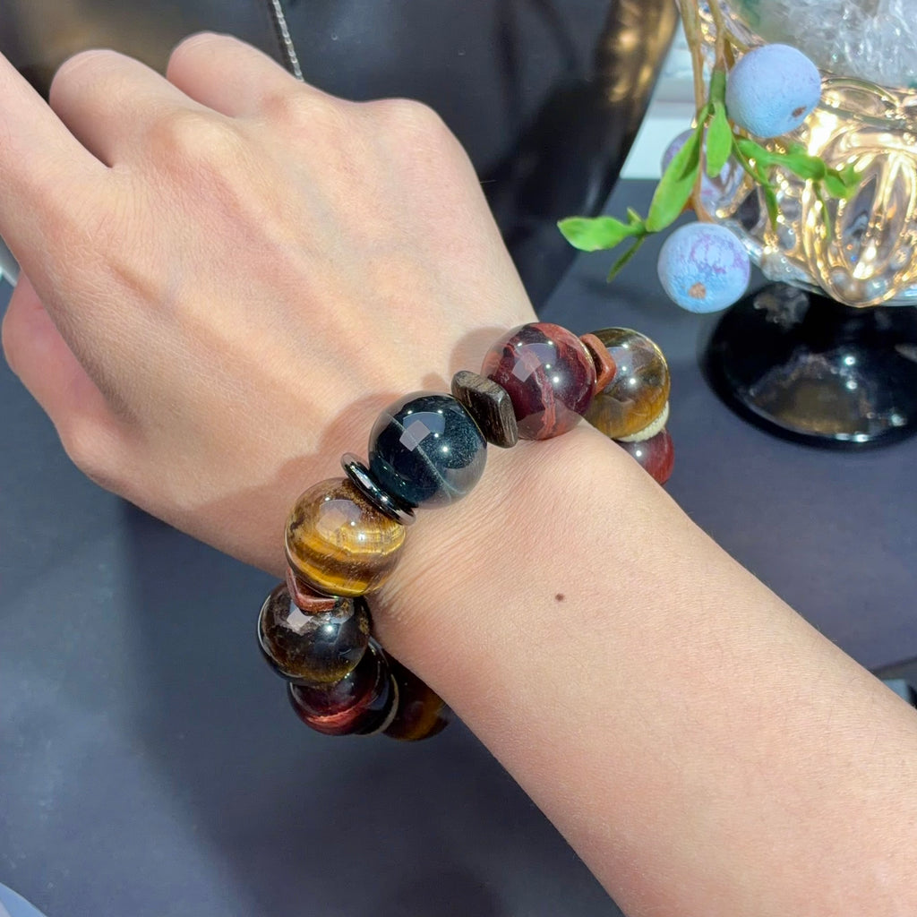 Multicolor Tiger Eye Crystal Bracelet — natural character, One of a Kind