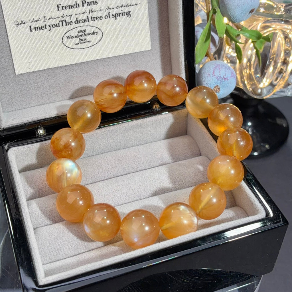 Andesine Moonstone Crystal Bracelet — natural character, One of a Kind