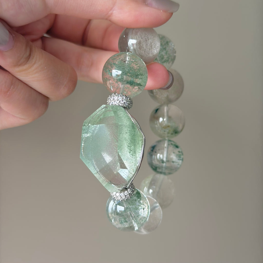 Phantom Quartz Crystal Bracelet — quiet warmth, One of a Kind