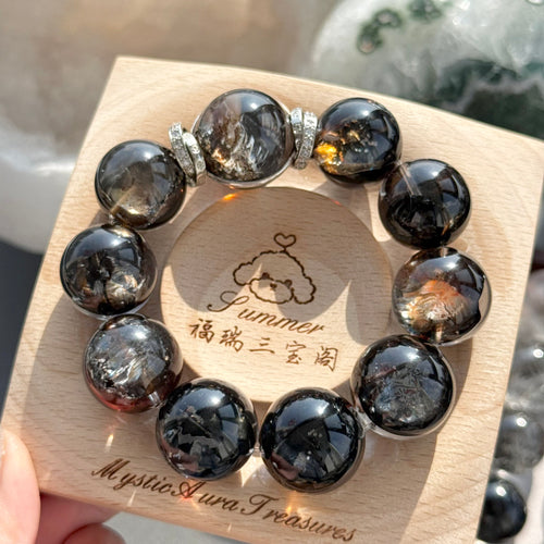 Flower Agate & Natural Jade Crystal Bracelet — natural character, One of a Kind