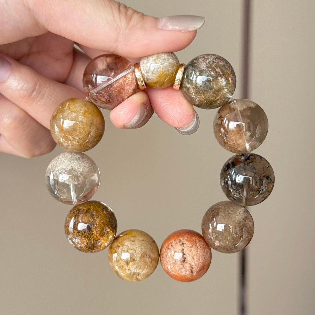 Phantom Quartz Crystal Bracelet — quiet warmth, One of a Kind