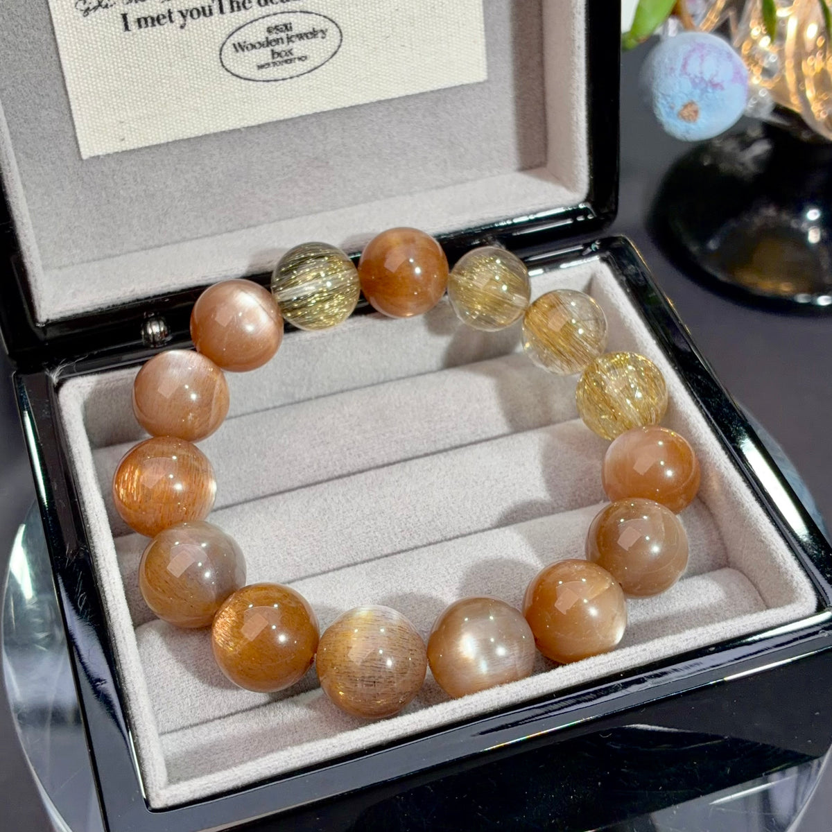 Golden Rutilated Quartz & Golden Backbone Rutile Crystal Bracelet — soft radiance, One of a Kind