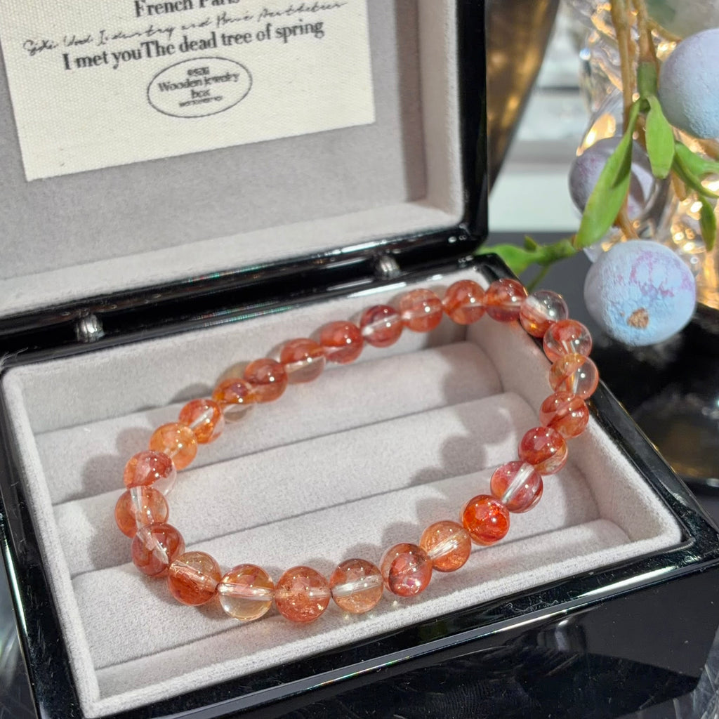 Red Flower Agate Crystal Bracelet — quiet warmth, One of a Kind