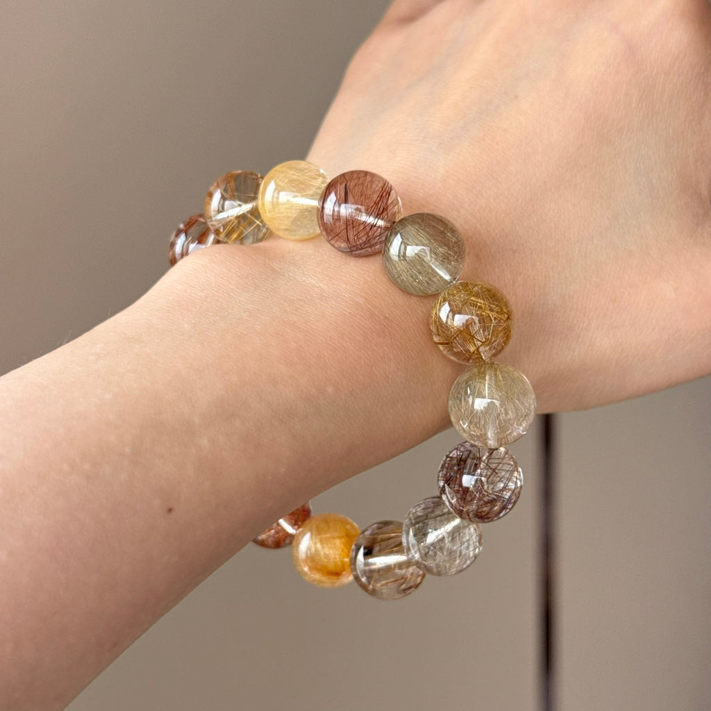 Rutilated Quartz Crystal Bracelet — natural character, One of a Kind