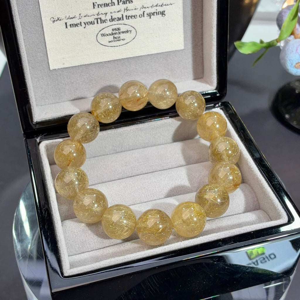 Golden Rutilated Quartz Crystal Bracelet — soft radiance, One of a Kind