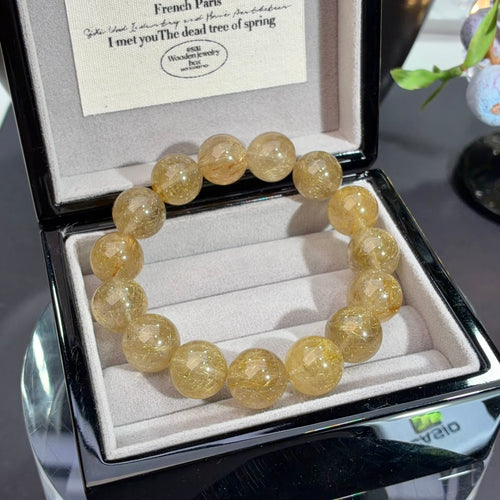Golden Rutilated Quartz Crystal Bracelet — soft radiance, One of a Kind
