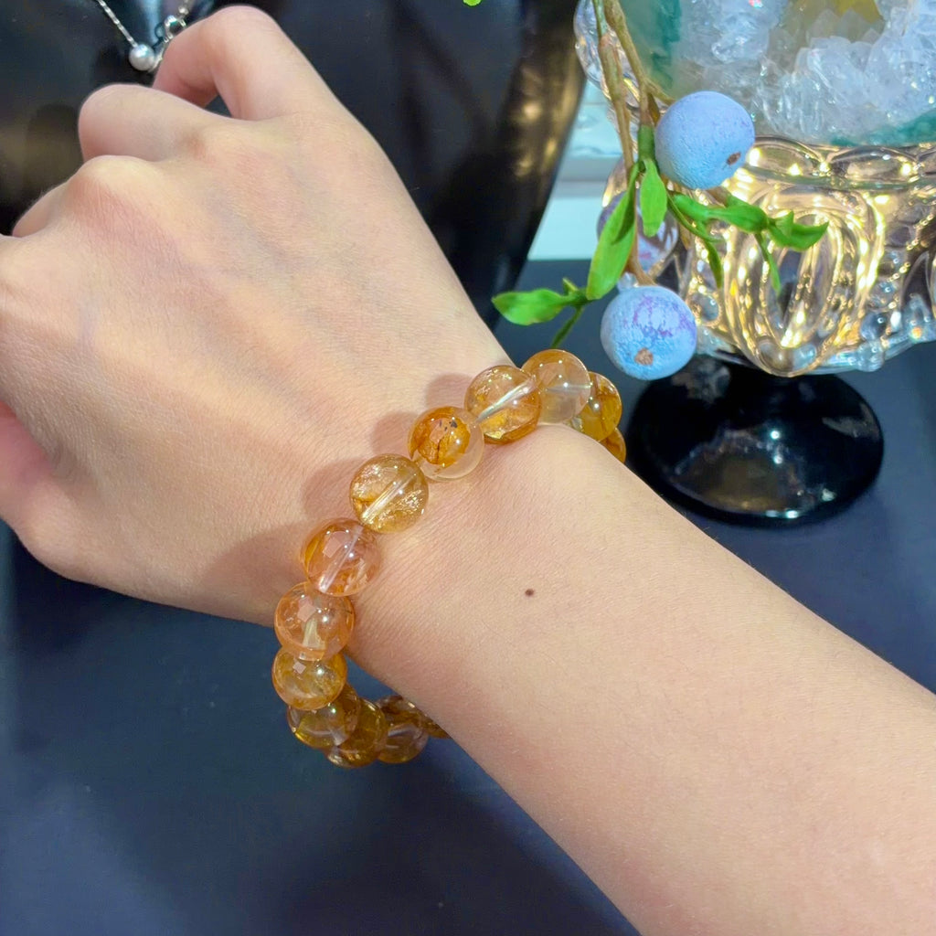 Yellow Flower Agate Crystal Bracelet — soft radiance, One of a Kind