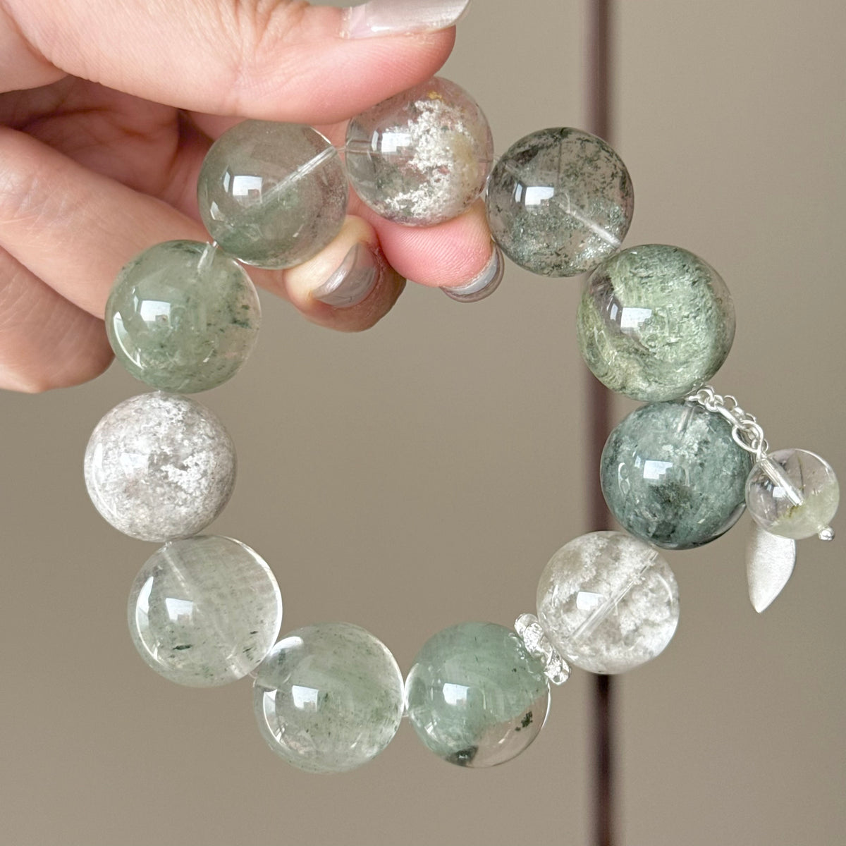 Phantom Quartz & Natural Jade Crystal Bracelet — quiet warmth, One of a Kind