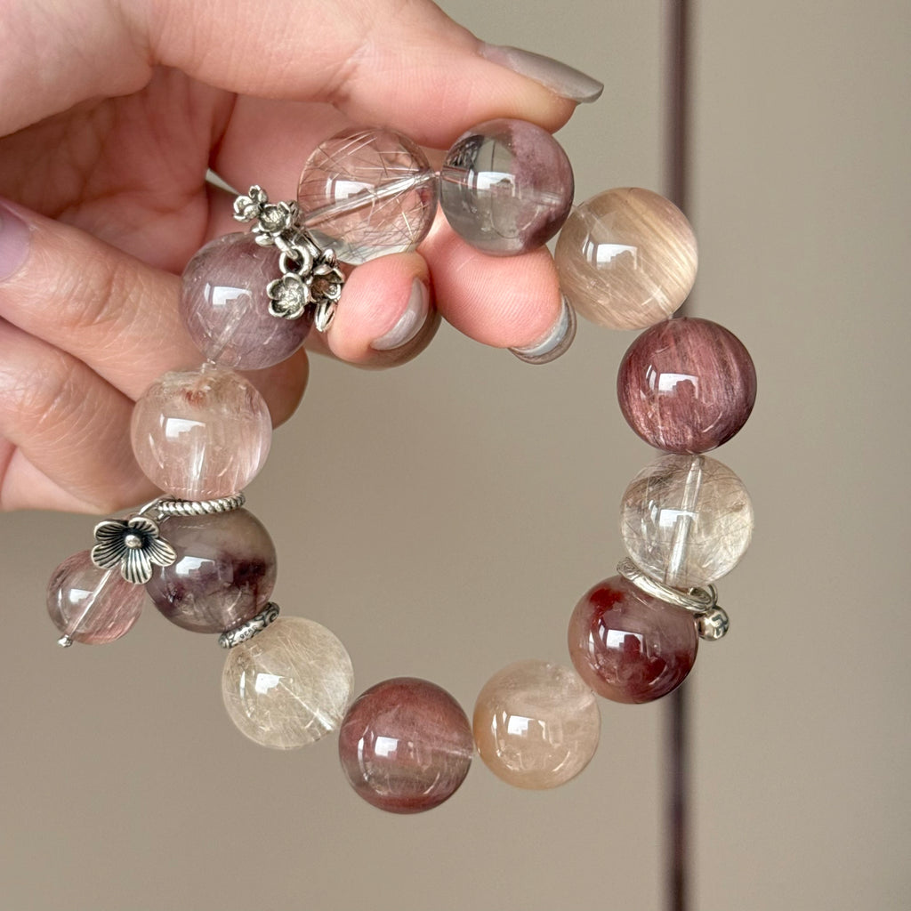 Rabbit Hair Quartz Crystal Bracelet — natural character, One of a Kind