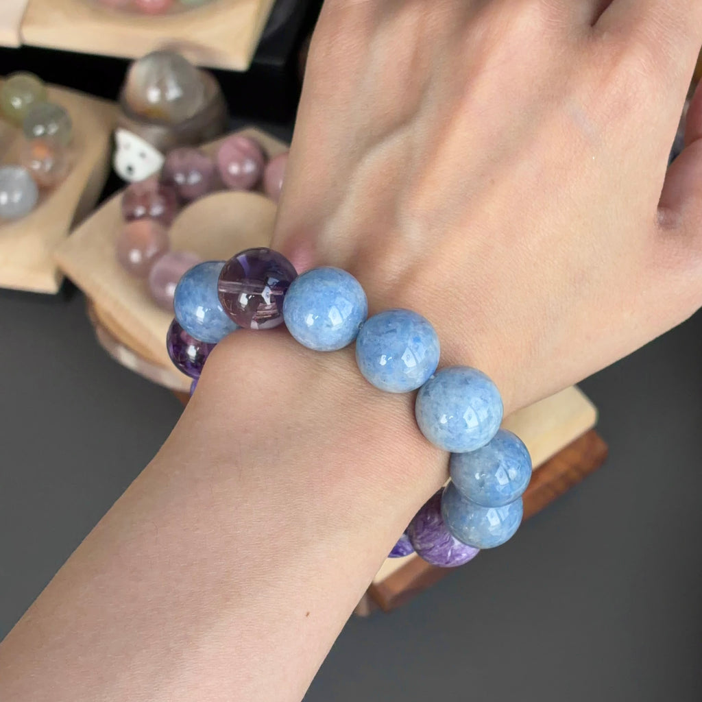 Rabbit Hair Quartz Crystal Bracelet — natural character, One of a Kind