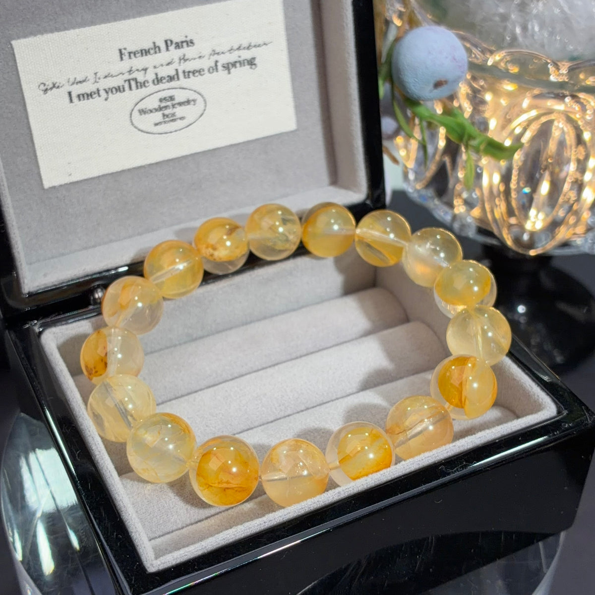 Yellow Flower Agate Crystal Bracelet — soft radiance, One of a Kind
