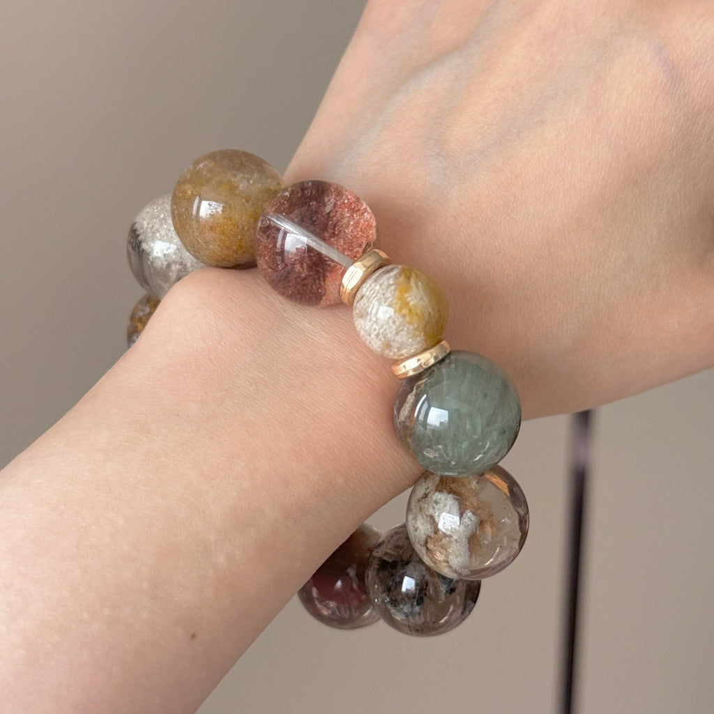Phantom Quartz Crystal Bracelet — quiet warmth, One of a Kind