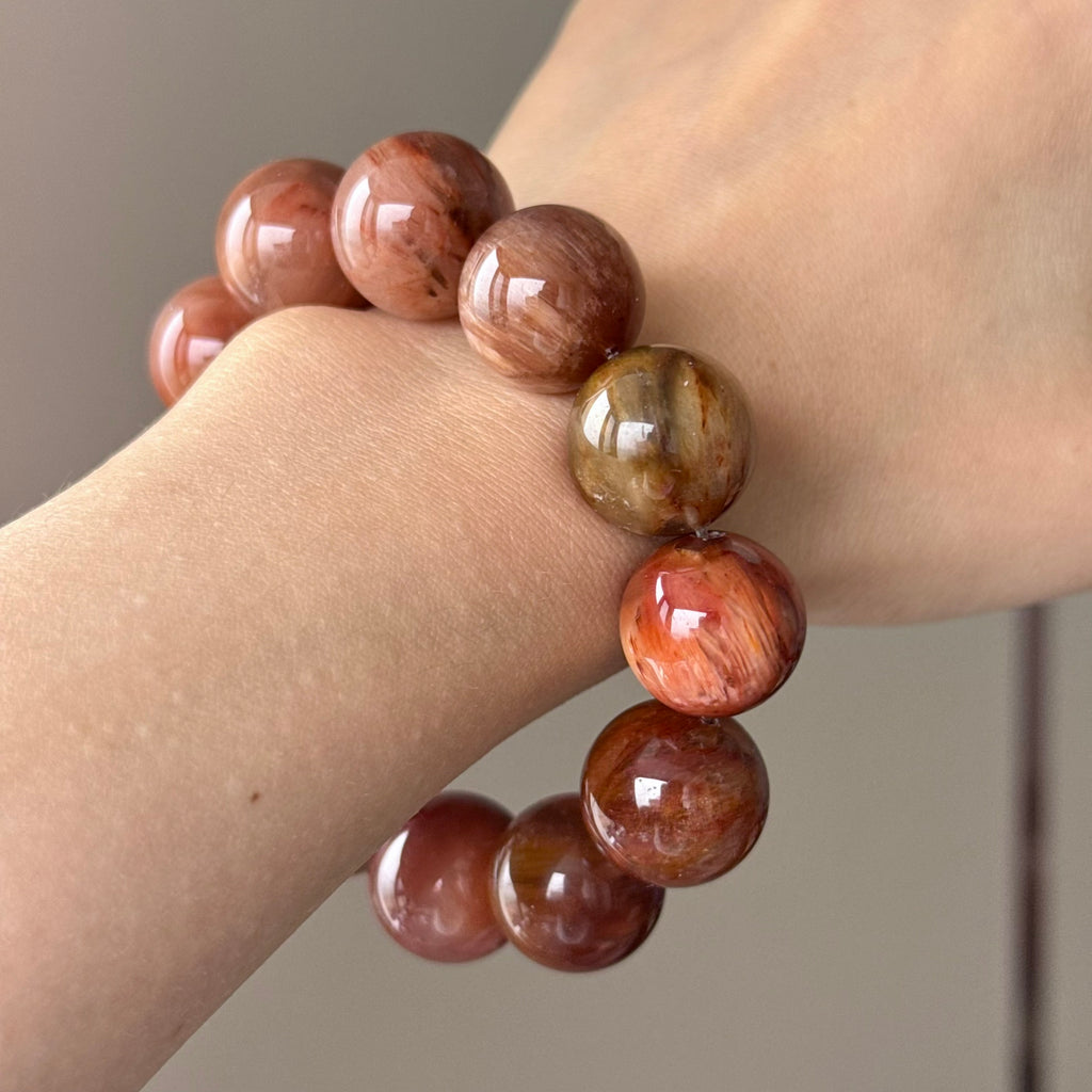 Rabbit Hair Quartz, Old-Mine Rabbit Hair Quartz & Jade Crystal Bracelet — natural character, One of a Kind