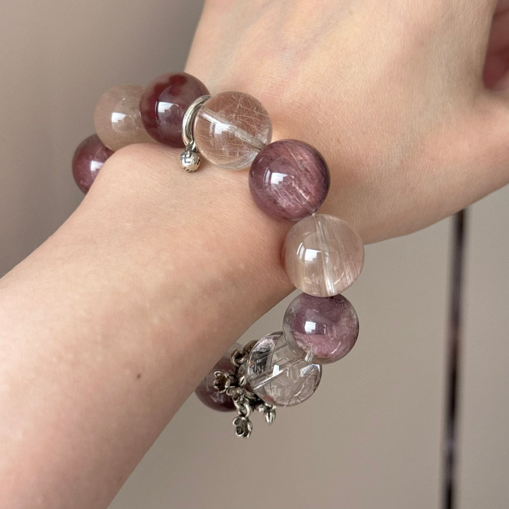 Rabbit Hair Quartz Crystal Bracelet — natural character, One of a Kind