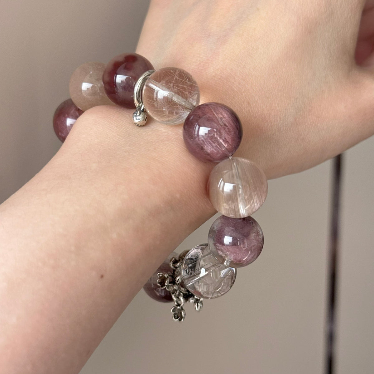 Rabbit Hair Quartz Crystal Bracelet — natural character, One of a Kind