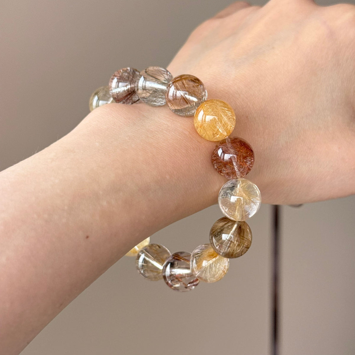 Rutilated Quartz Crystal Bracelet — natural character, One of a Kind