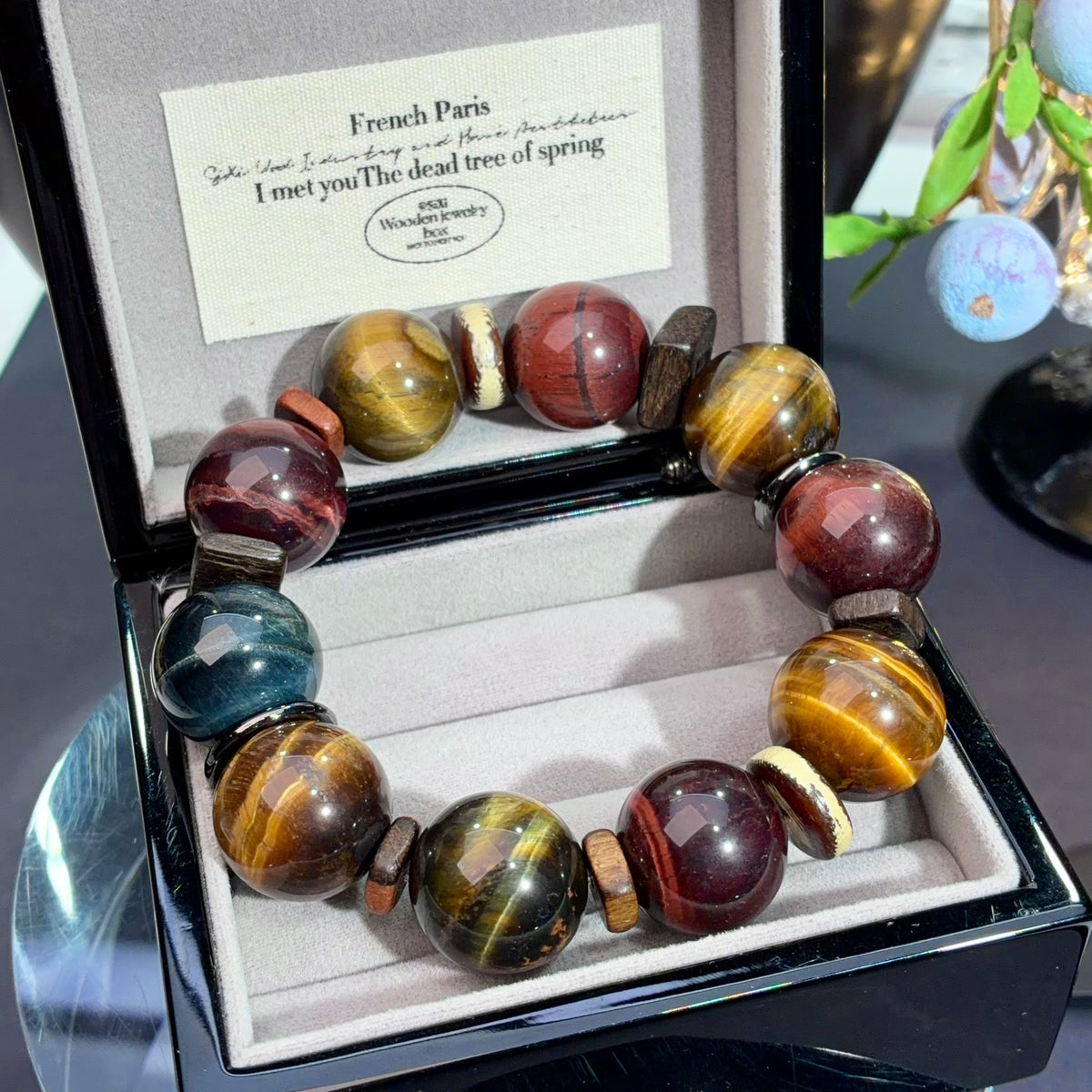 Multicolor Tiger Eye Crystal Bracelet — natural character, One of a Kind